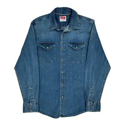 Wild At Heart Wrangler Denim Shirt - Medium Blue Cotton
