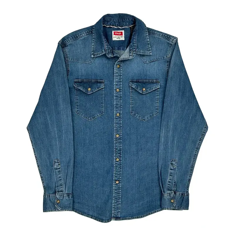 Wild At Heart Wrangler Denim Shirt - Medium Blue Cotton