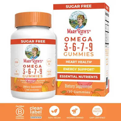 MaryRuth's Omega 3-6-7-9 Gummies - Omega 3 Fatty Acid Supplement with Flaxseed Oil - Heart Health - No Fish Oil Taste - Vegan...