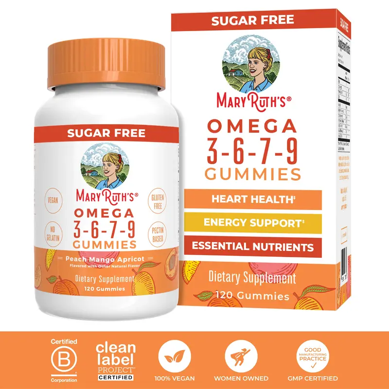 MaryRuth's Omega 3-6-7-9 Gummies - Omega 3 Fatty Acid Supplement with Flaxseed Oil - Heart Health - No Fish Oil Taste - Vegan...