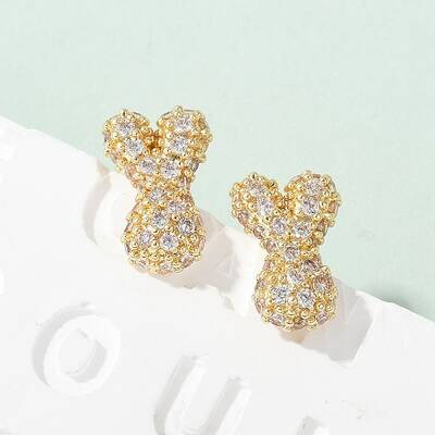 Brass Micro Pave Cubic Zirconia Stud Earrings