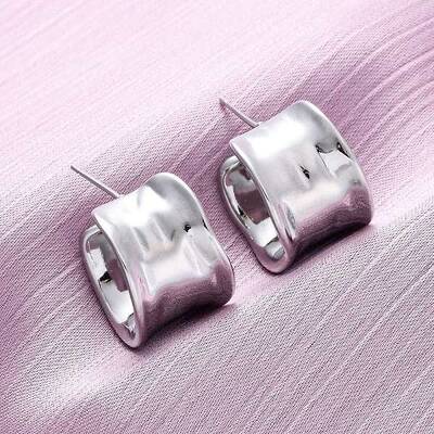 Brass C-Shaped Stud Earrings