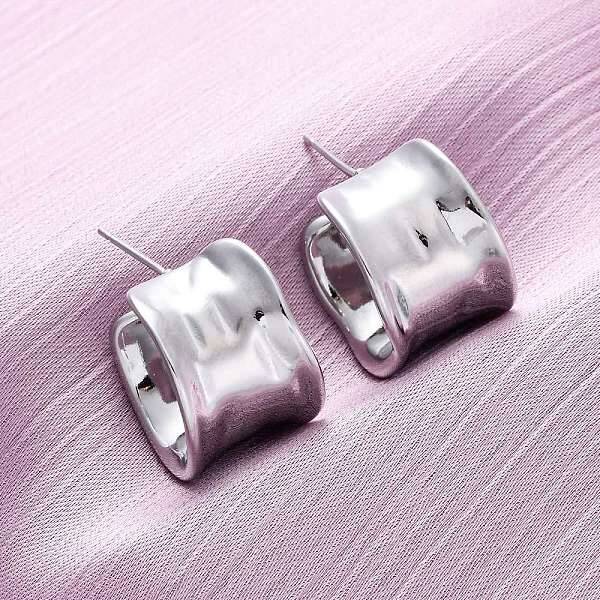 Brass C-Shaped Stud Earrings
