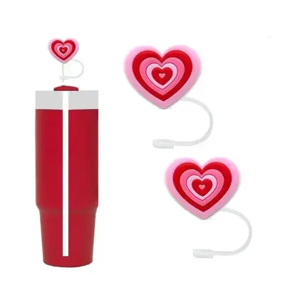 Reusable Straw Cover, 2 Counts/set Heart Floral Shaped Straw Covers, Drinkware Accessories