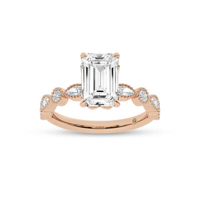 Zenith Emerald Cut Lab Grown Diamond Engagement Ring | 18K Rose Gold 2 CT. TW.