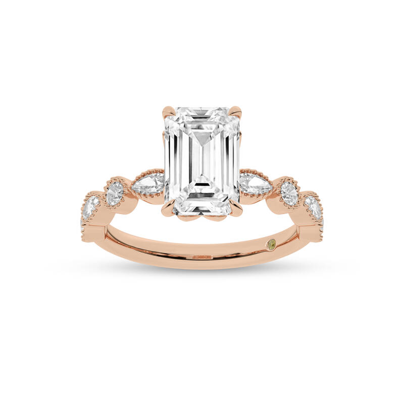 Zenith Emerald Cut Lab Grown Diamond Engagement Ring | 18K Rose Gold 2 CT. TW.