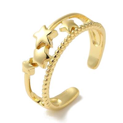 Star Rack Plating Brass Open Cuff Rings for Women