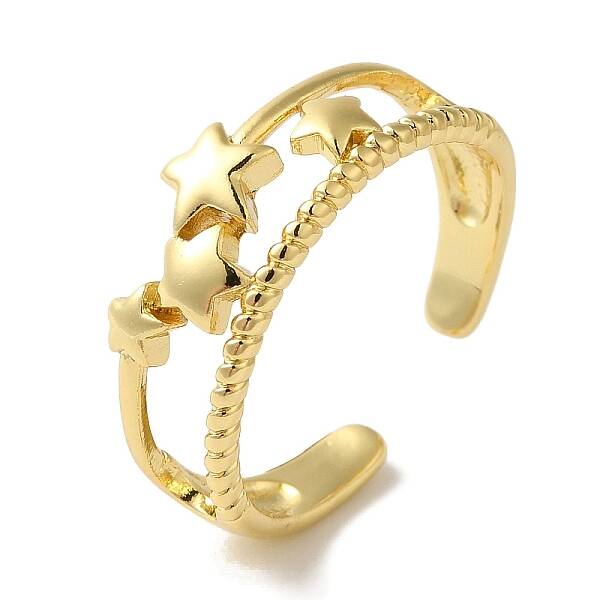 Star Rack Plating Brass Open Cuff Rings for Women