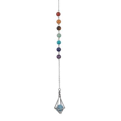 Chakra Mixed Synthetic & Natural Round Gemstone Pointed Dowsing Pendulums