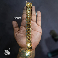 Men's heavy Cuban link chain bracelet – gold color stainless steel Miami style thick chain, 8/10/12/14/16/18/20/22mm, the u...