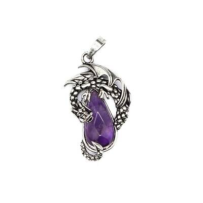 Natural Amethyst Brass Pendants