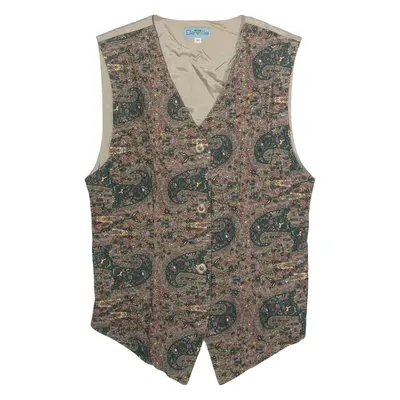 DE VILLE Womens Blazer Waistcoat Green 90s Paisley UK 8
