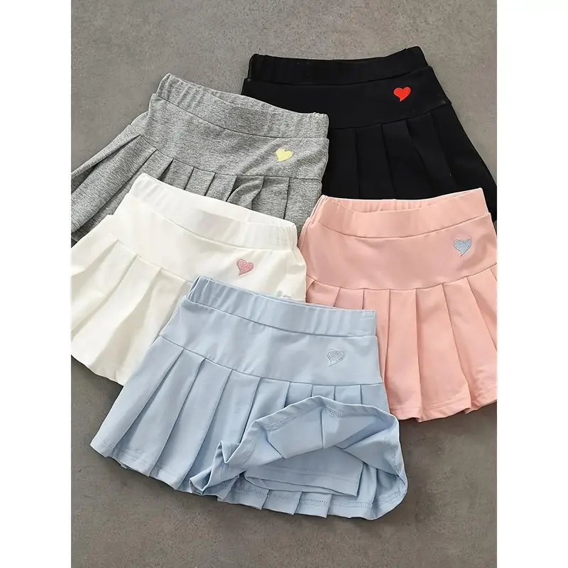 2pcs Girls Casual Skirt Shorts with Elastic Waistband Machine Washable Solid Color Breathable Summer Outfit for Toddlers and ...