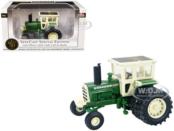 Oliver 2255 Tractor with Cab and Dual Wheels Green and White \