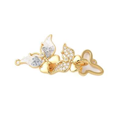 Brass Micro Pave Clear Cubic Zirconia Fold Over Clasps
