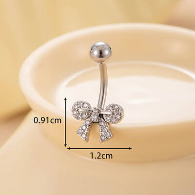 316L Surgical Stainless Steel Clear Cubic Zirconia Curved Barbell Belly Rings