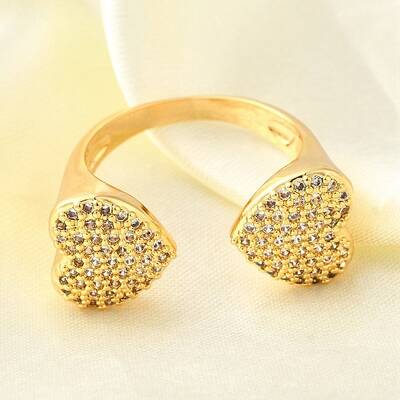 Brass Micro Pave Cubic Zirconia Open Cuff Rings for Women