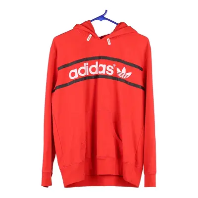 Adidas Spellout Hoodie - XL Red Cotton Blend