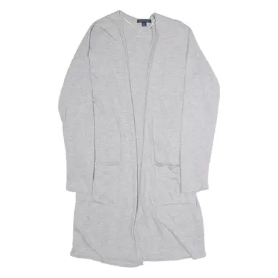 TOMMY HILFIGER Womens Cardigan Grey V-Neck Tight Knit S
