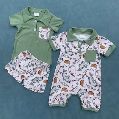 Kids boys outdoor fishing polo outfit