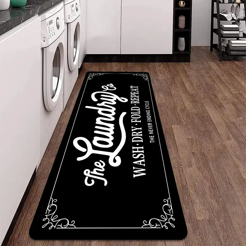 Letter Pattern Floor Mat, 1 Count Non-slip Water Absorbent Cooling Summer Carpet, Laundry Room Area Rug, Decorative Floor Mat...