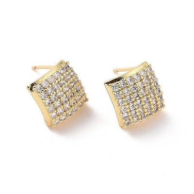 Clear Cubic Zirconia Rhombus Stud Earrings