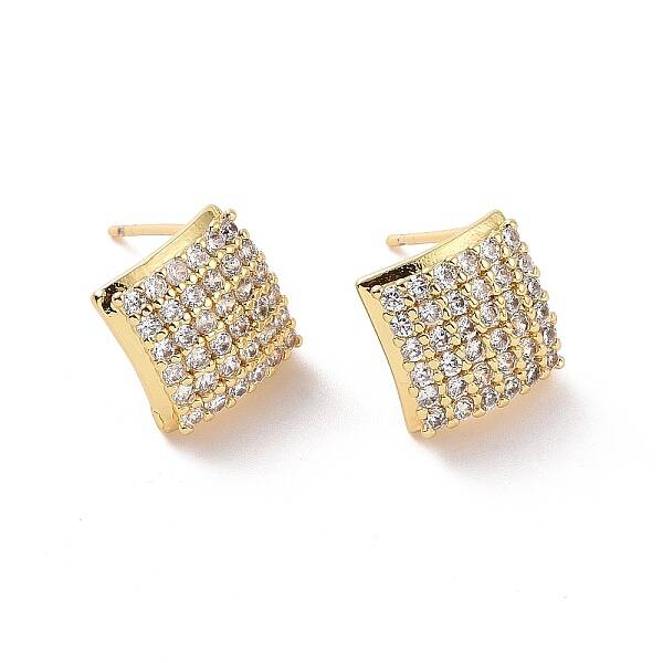 Clear Cubic Zirconia Rhombus Stud Earrings