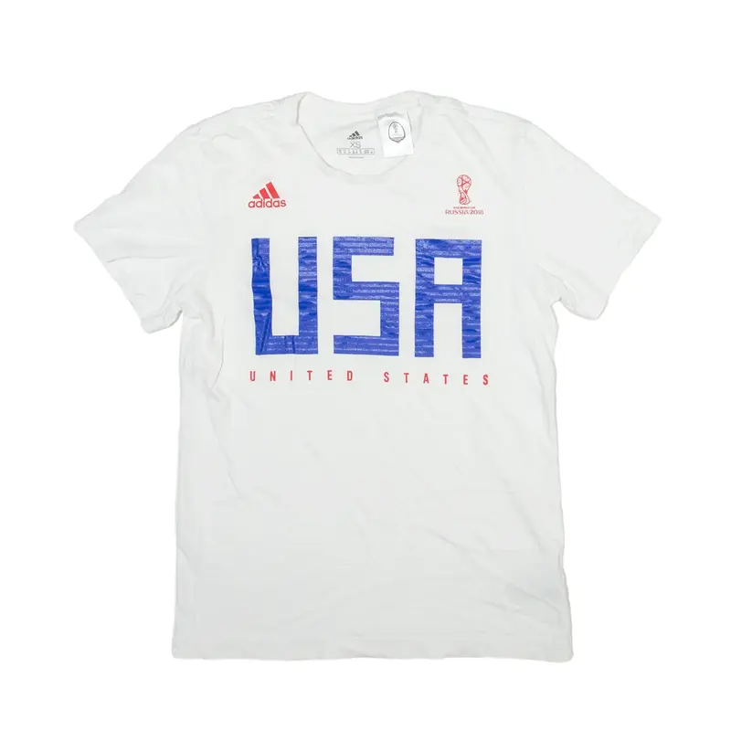 ADIDAS 2018 World Cup USA USA T-Shirt White Short Sleeve Mens XS