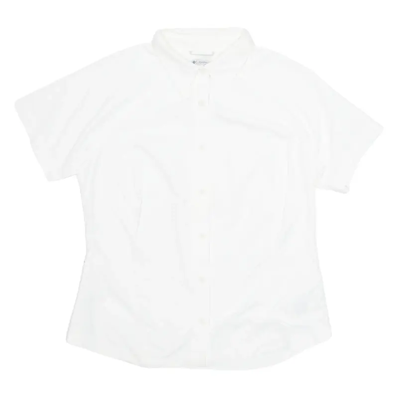 COLUMBIA Womens Shirt White Collared Nylon S