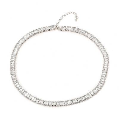 Brass Micro Pave Cubic Zirconia Link Chain Necklaces