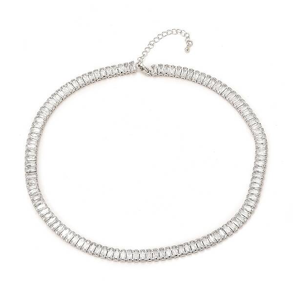 Brass Micro Pave Cubic Zirconia Link Chain Necklaces