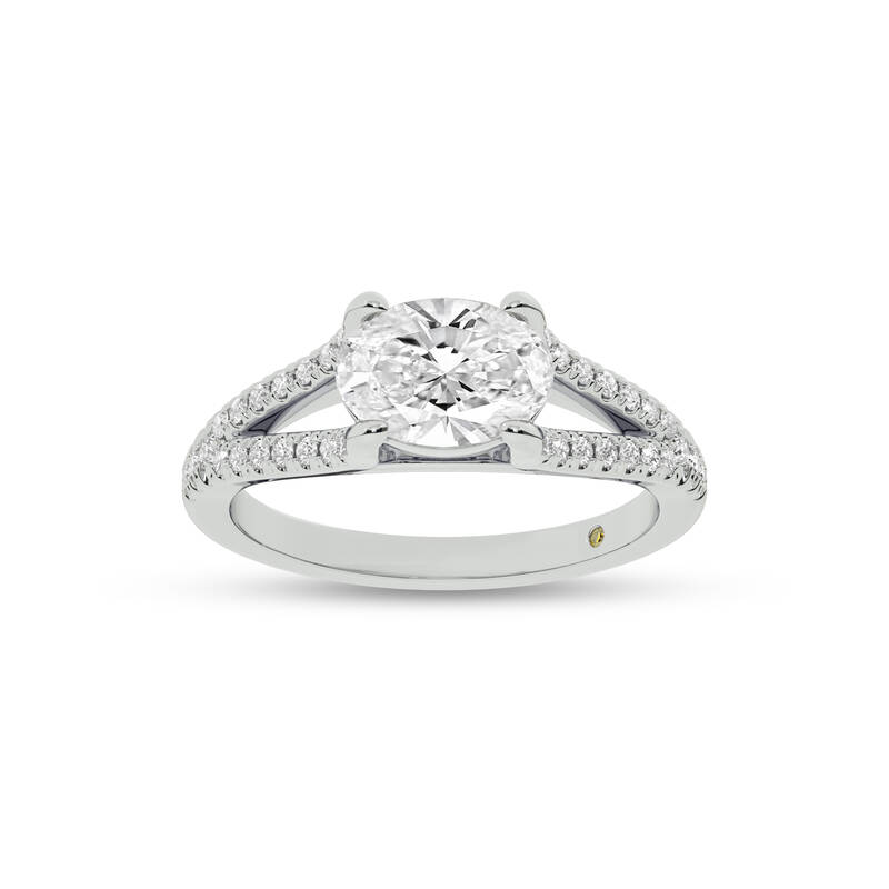 Delhi Split Shank Oval Lab Grown Diamond Engagement Ring | 18K White Gold 1 1/5 CT. TW.