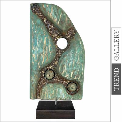 Abstract Figurative Wood Table Figurine Green Modern Sculpture Creative Table Figurine Desktop Art | BIFURCATION 22.5"x1...