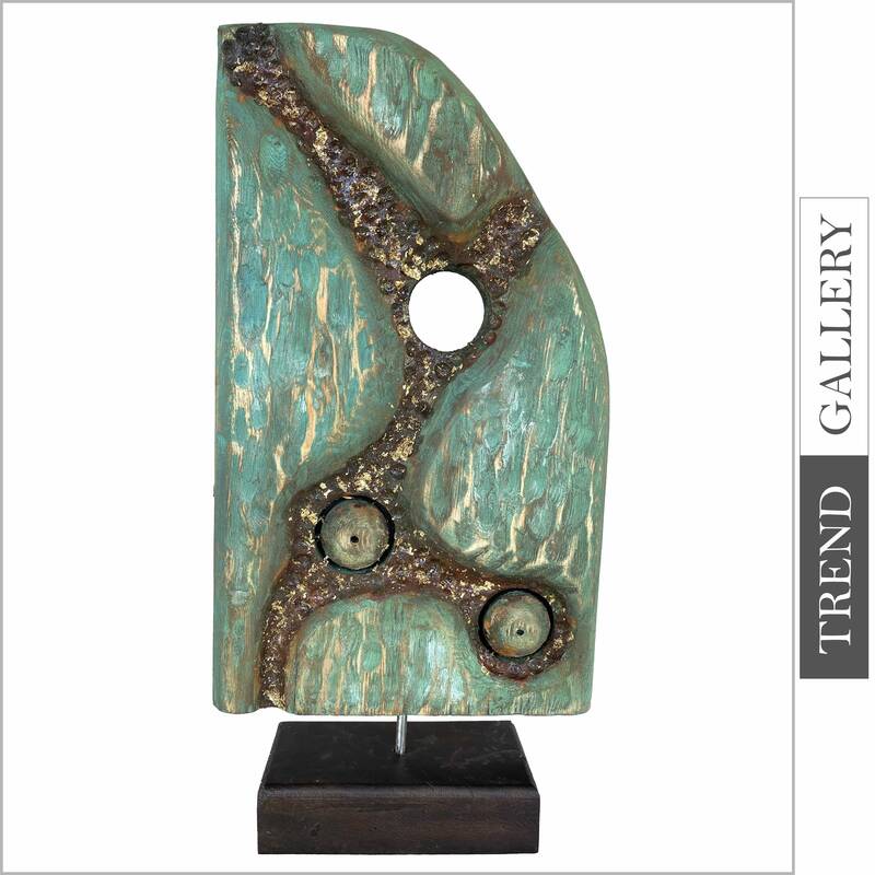 Abstract Figurative Wood Table Figurine Green Modern Sculpture Creative Table Figurine Desktop Art | BIFURCATION 22.5"x1...