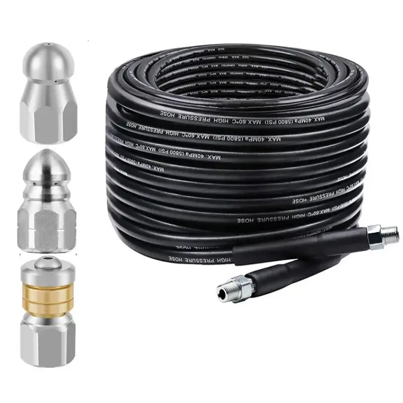 Sewer Jetter Kit For Pressure Washer Drain, 1 Set Newest 5800PSI Drain Cleaner Hose, 6M/10M/15M/30M/45M NPT 1/4 Inch 5000PSI ...