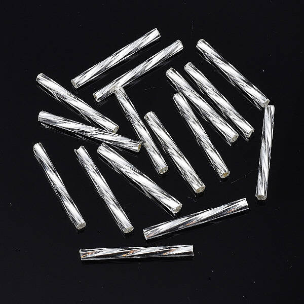 Opaque Glass Twisted Bugle Beads