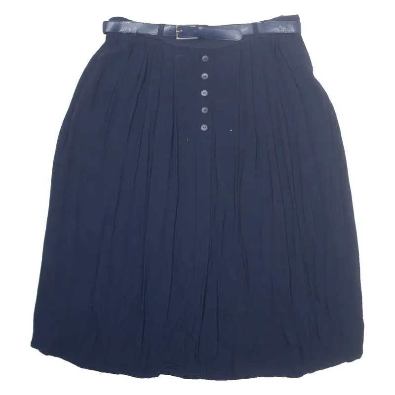 CANDA Belted Womens A-Line Skirt Blue Midi Viscose L