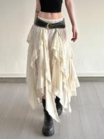 Women's Plain Asymmetrical Hem Skirt without Belt, Boho Fashion Casual A Line Skirt for Daily Holiday Vacation Wear, Ladies B...