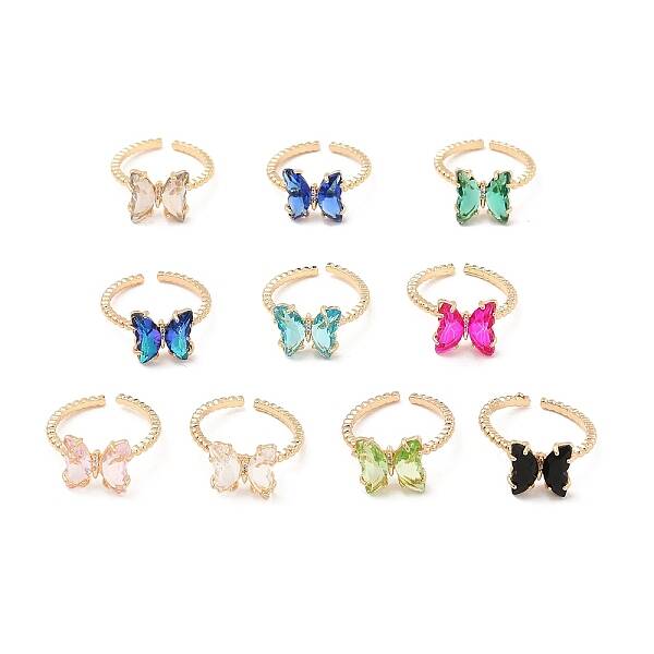 K9 Glass Butterfly Open Cuff Ring