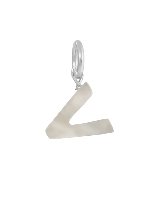 MOP Letter Charm | Metal Color: Silver | Letter: V