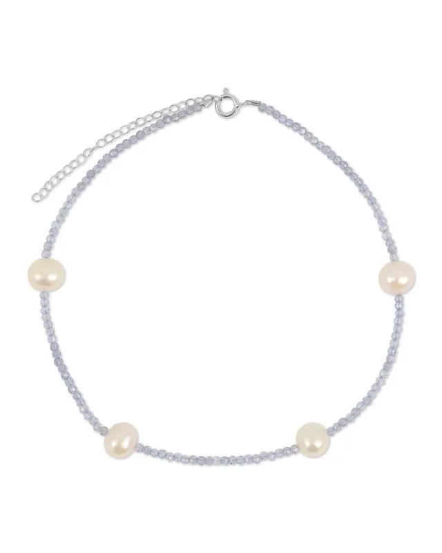 Grady Anklet - Multiple Colors | Metal Color: Silver | Gemstone: Tanzanite