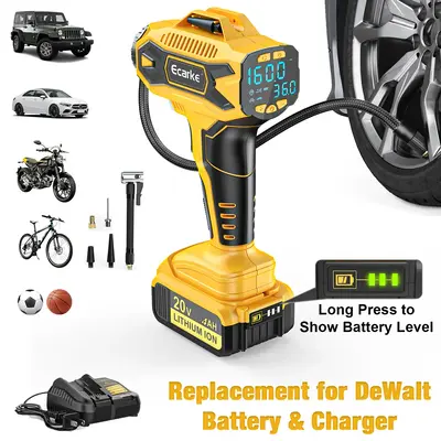 Tire Inflator Air Compressor for DeWalt 20v Li-ion Battery, Air Pump with Digital Pressure Gauge for Car Motorcycles Bike Sp...