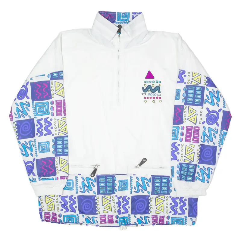 ODLO Mens Pullover Jacket White 90s Crazy Pattern XL