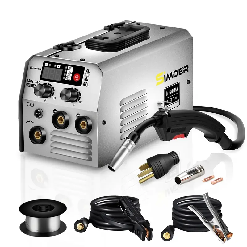 S SIMDER 3in1 Upgraded MIG-140S MIG/ARC/LIFT TIG Welder Machine 110V/220v Dual Voltage Welding Machine with Flux Cored Wire I...