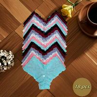 18 pieces of women's underwear, mid-rise transparent floral design, sexy and elegant lace underwear with bow decoration and l...