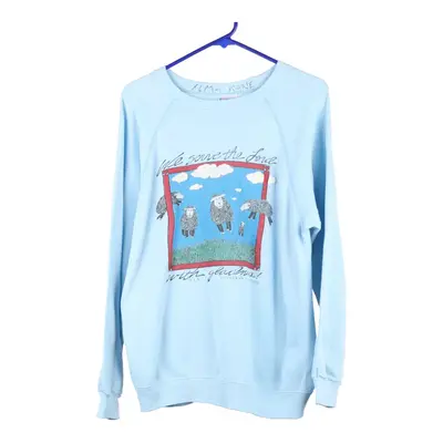 Hanes Graphic Sweatshirt - Large Blue Cotton Blend