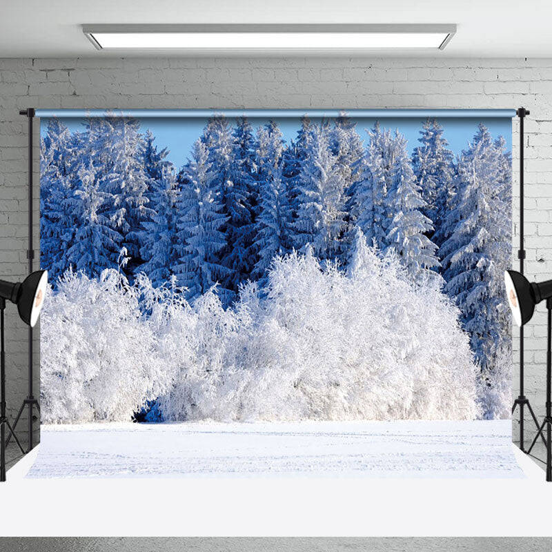 Cedar Snowy Forest Wonderland Winter Backdrop - Aperturee