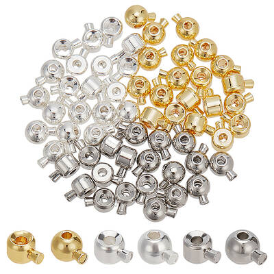 60Pcs 6 Styles Brass Crimp Beads