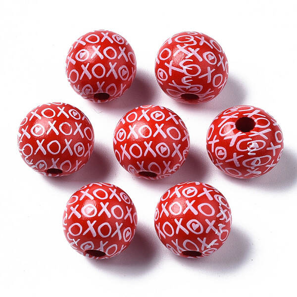 Painted Natural Wood European Beads
