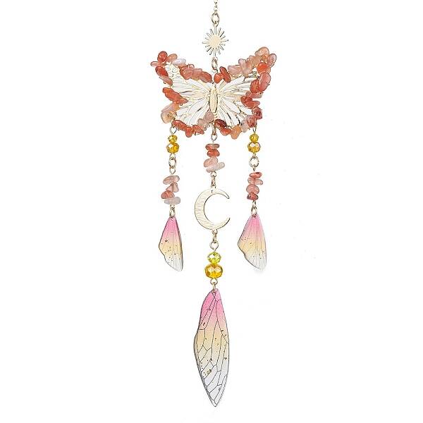 Natural Carnelian and Resin Pendant Decorations